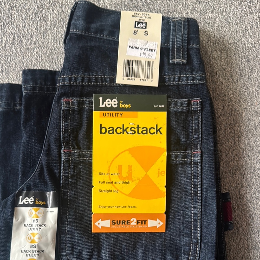 Boys Lee Utility backstack jeans. Size 8 Slim